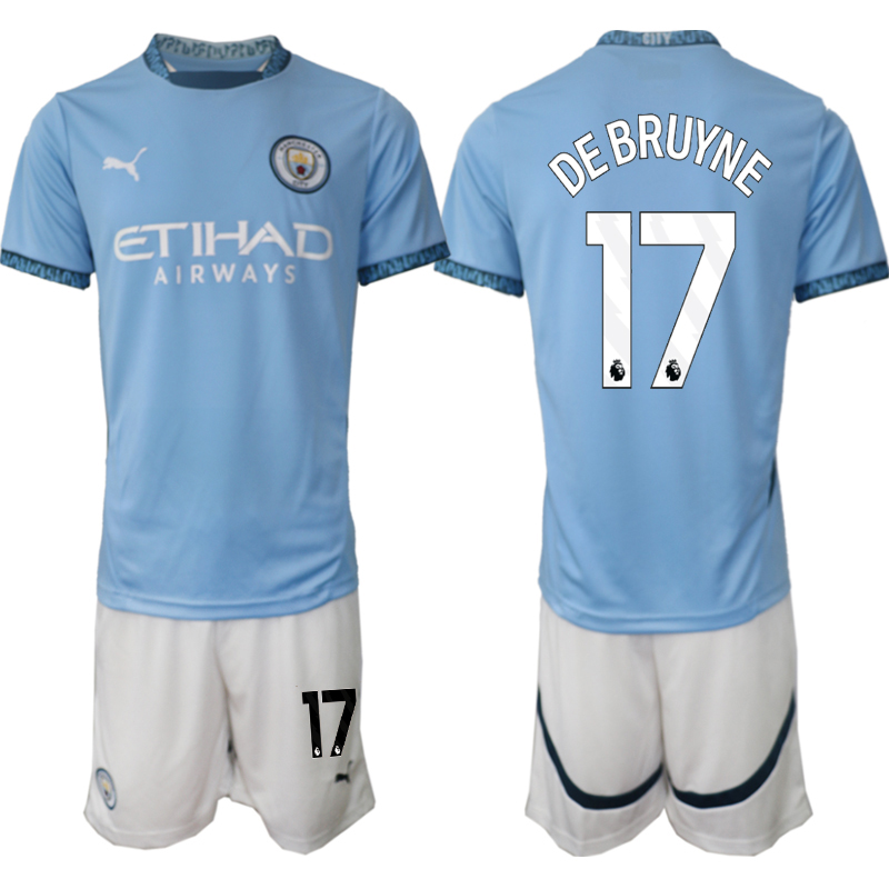 Men 2024-2025 Club Manchester City home blue 17 Soccer Jersey